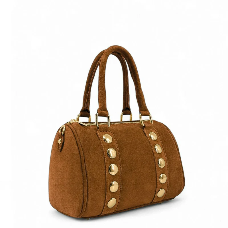Mini sac bowling en daim DJODY Camel foncé