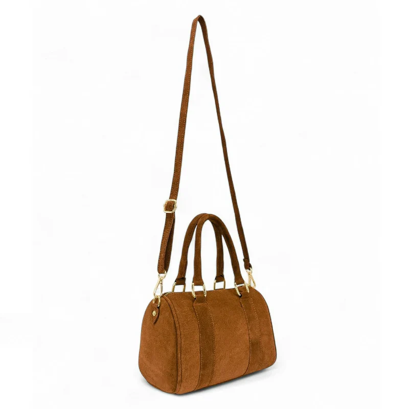 Mini sac bowling en daim DJODY Camel foncé