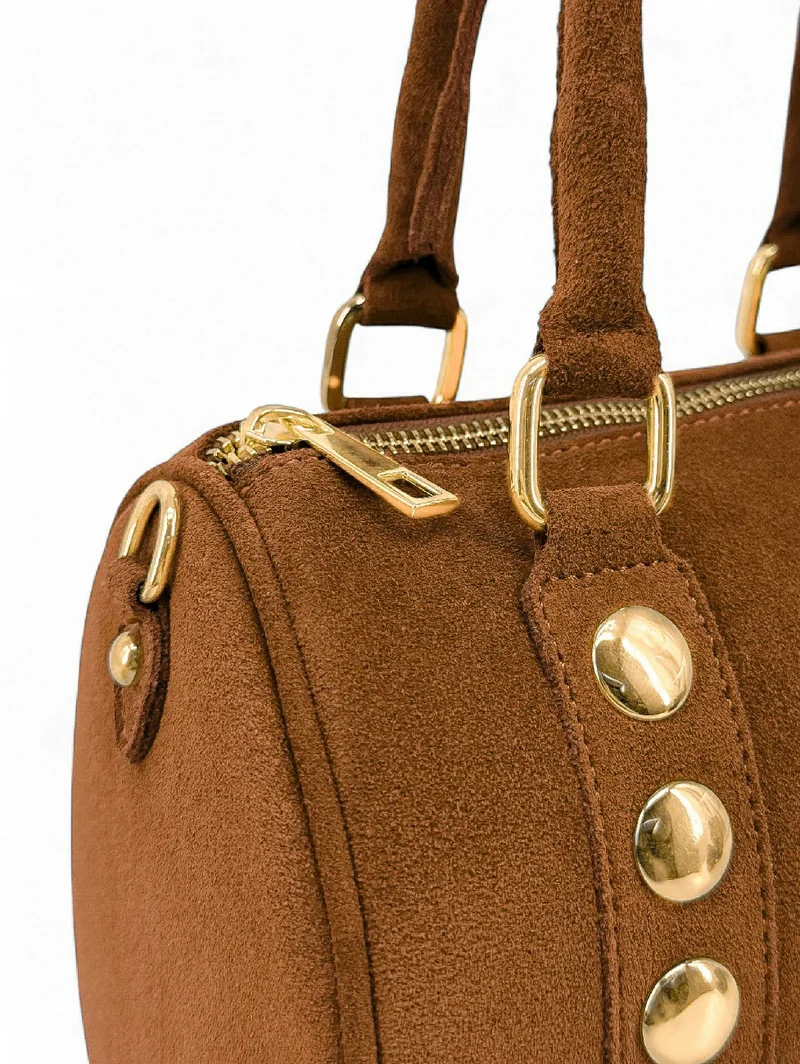 Mini sac bowling en daim DJODY Camel foncé