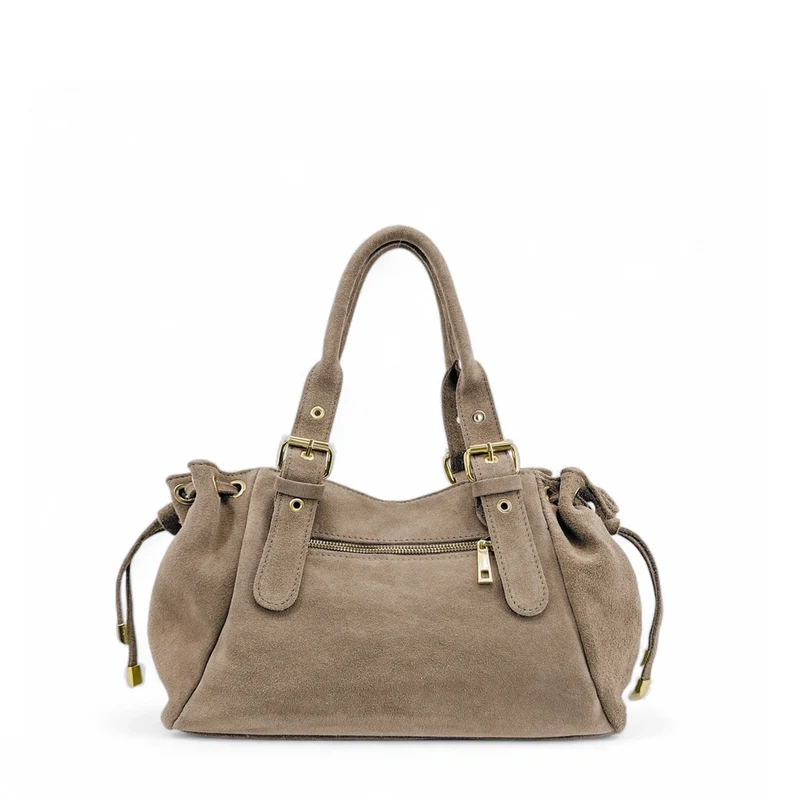 Sac bowling en daim PRINCESSE SUEDE Taupe