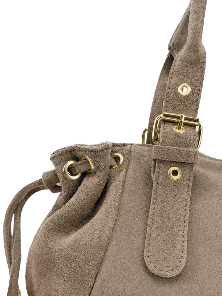 Sac bowling en daim PRINCESSE SUEDE Taupe