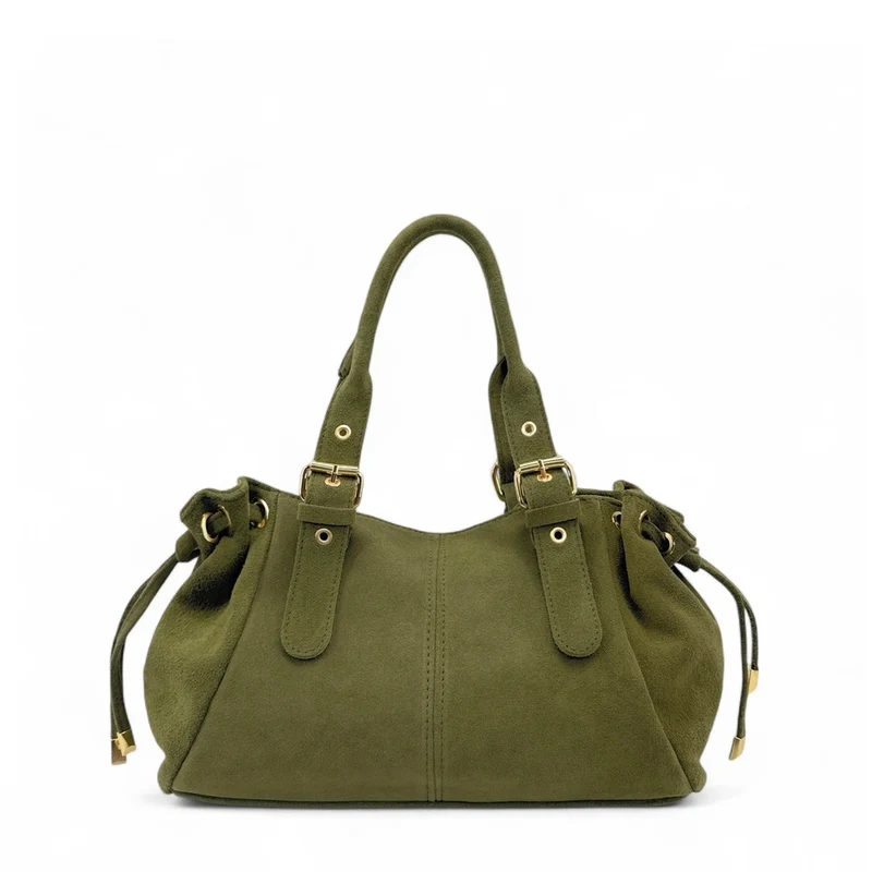Sac bowling en daim PRINCESSE SUEDE Vert olive
