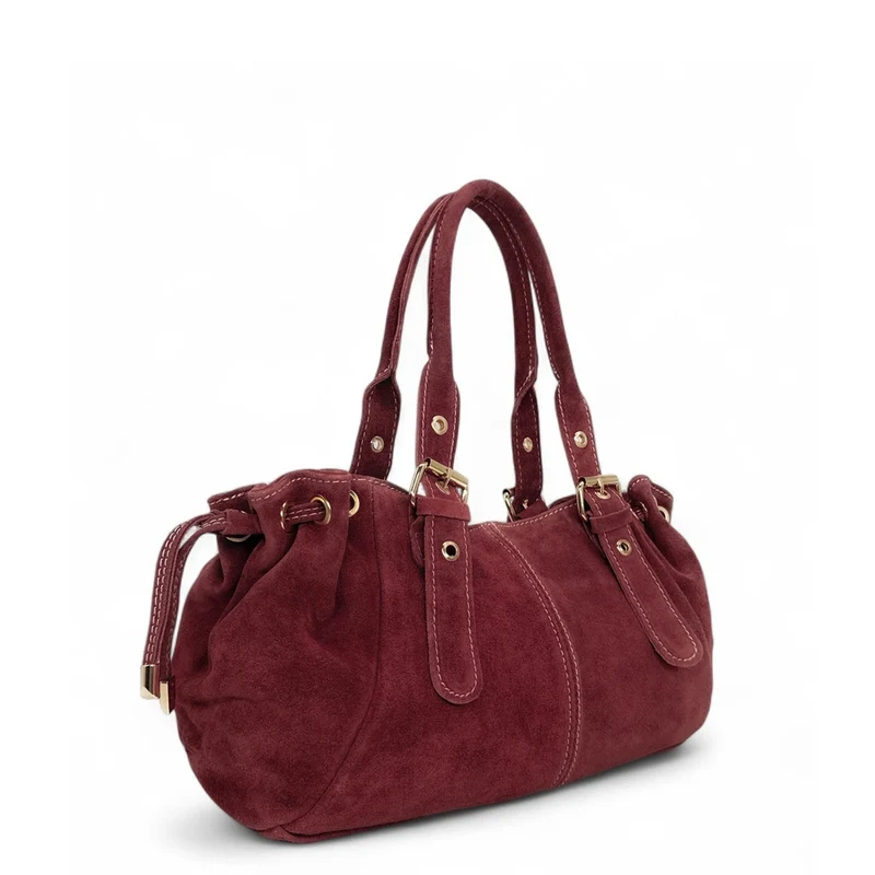 Sac bowling en daim PRINCESSE SUEDE Bordeaux