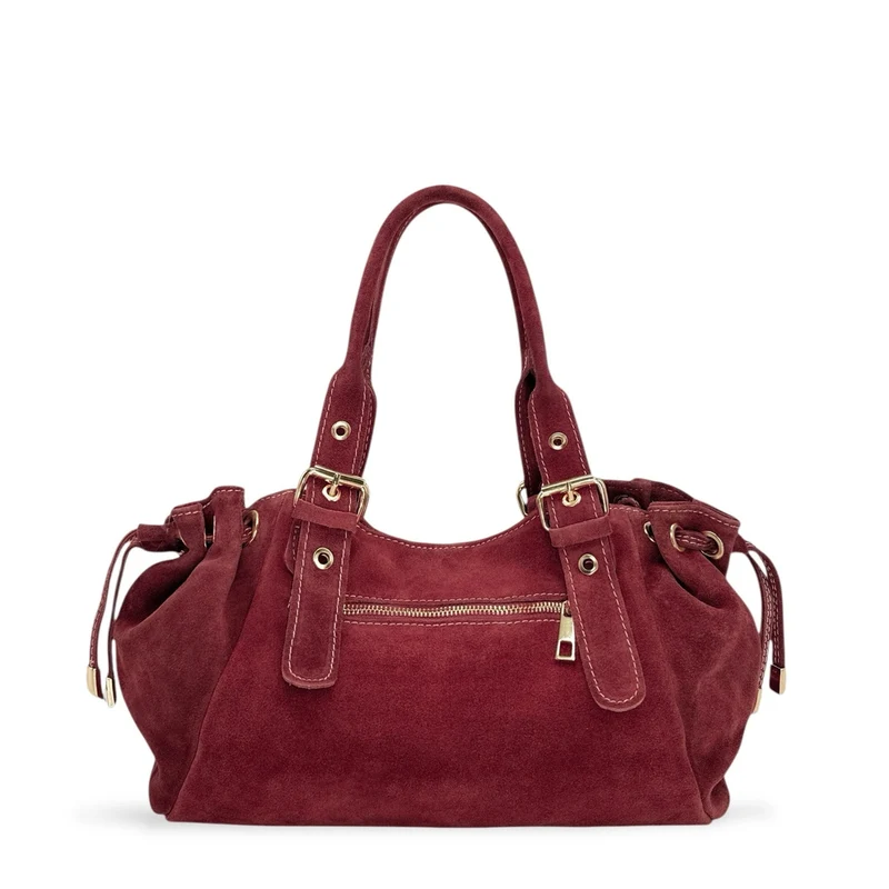 Sac bowling en daim PRINCESSE SUEDE Bordeaux