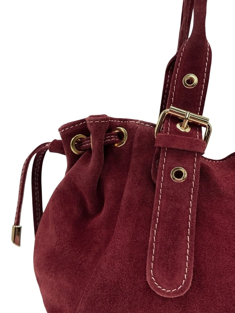 Sac bowling en daim PRINCESSE SUEDE Bordeaux