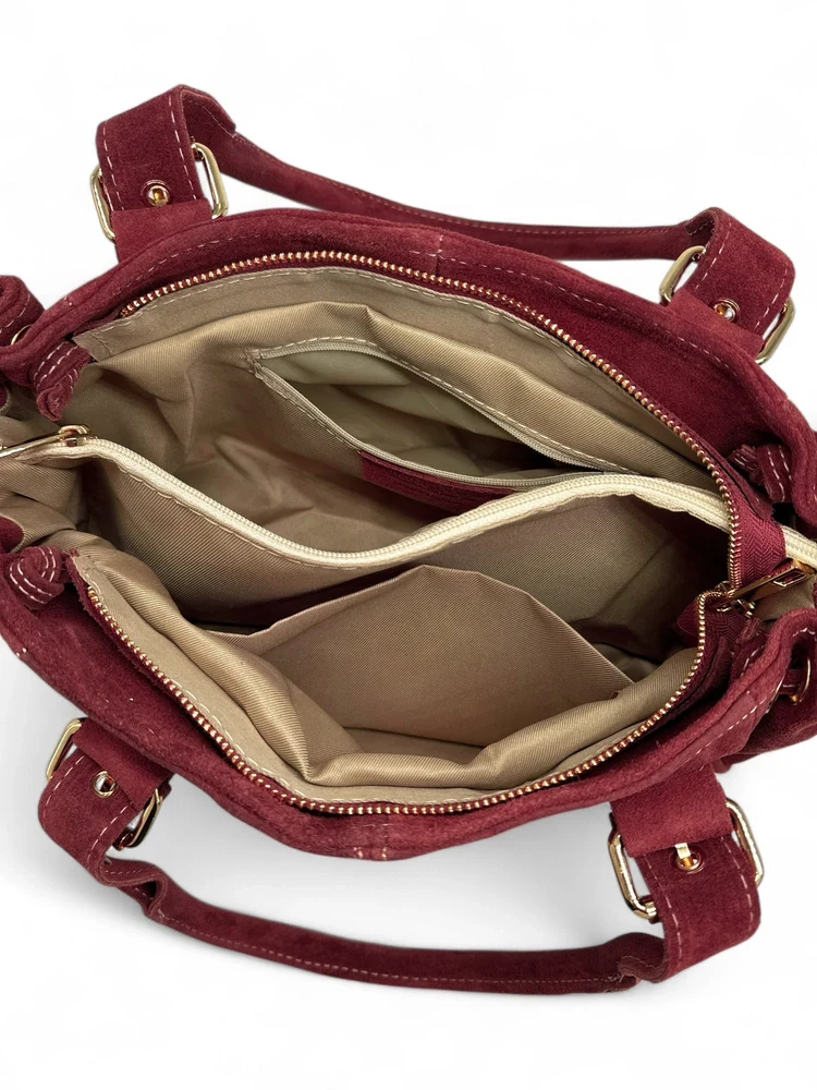Sac bowling en daim PRINCESSE SUEDE Bordeaux