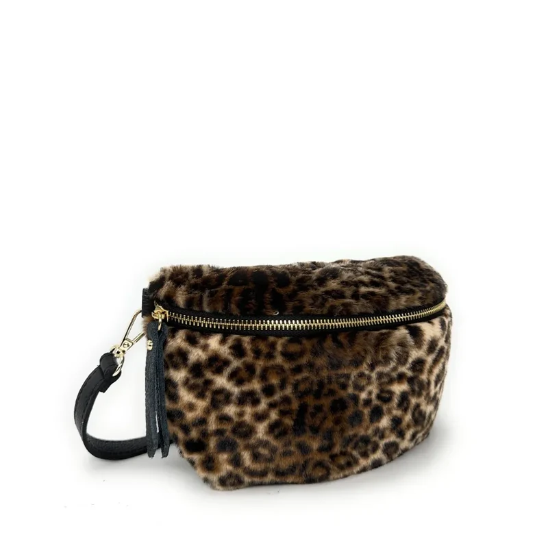 Sac banane en cuir et fausse fourrure LOU KITTY Ocelot