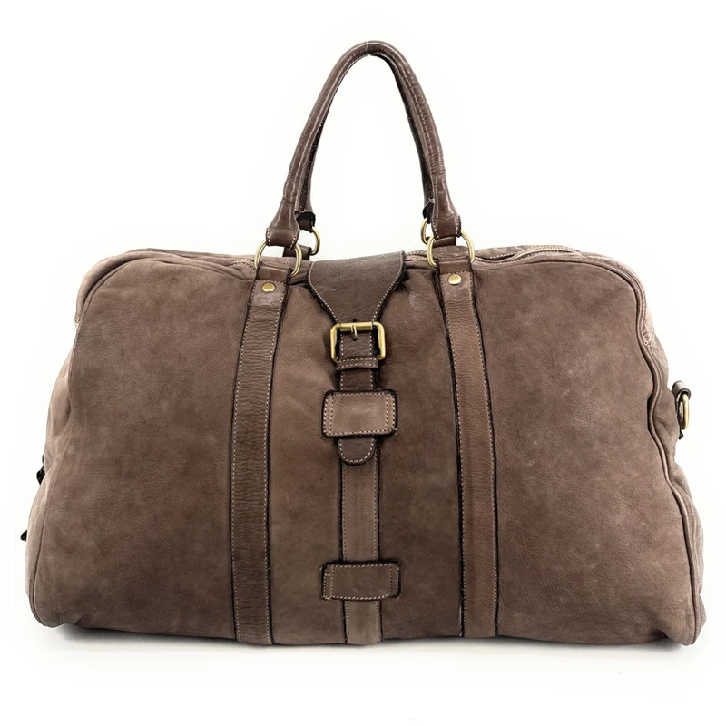 Sac de voyage en cuir vintage COBA Taupe foncé