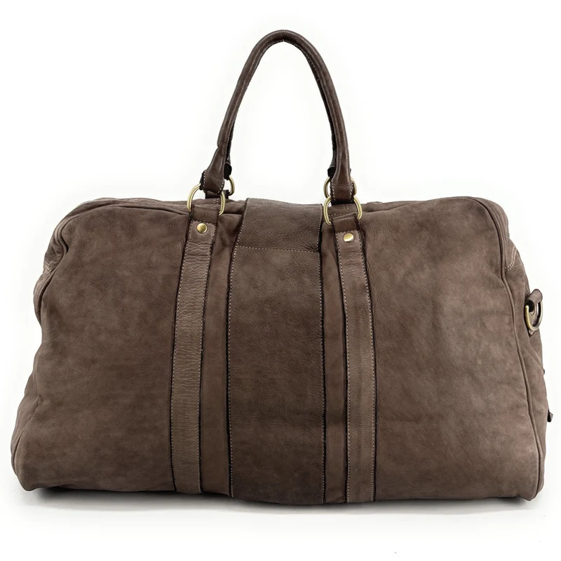 Sac de voyage en cuir vintage COBA Taupe foncé
