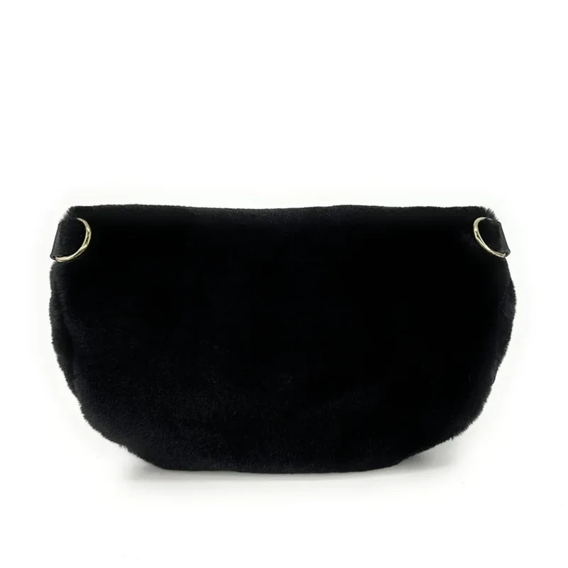Sac banane en cuir et fausse fourrure LOU KITTY Noir
