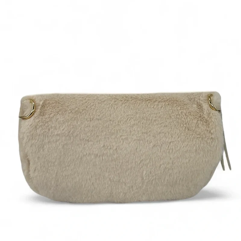 Sac banane en cuir et fausse fourrure LOU KITTY Beige crème