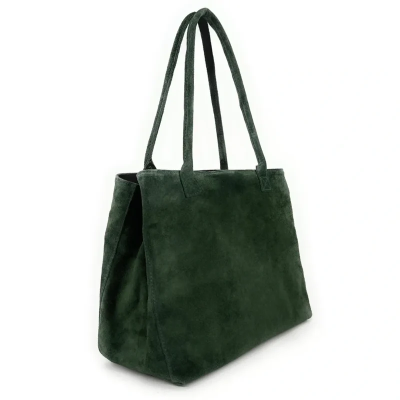 Sac cabas en daim SASHA Vert forêt
