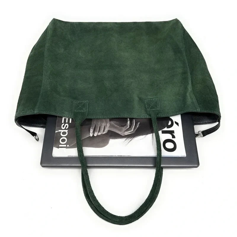 Sac cabas en daim SASHA Vert forêt