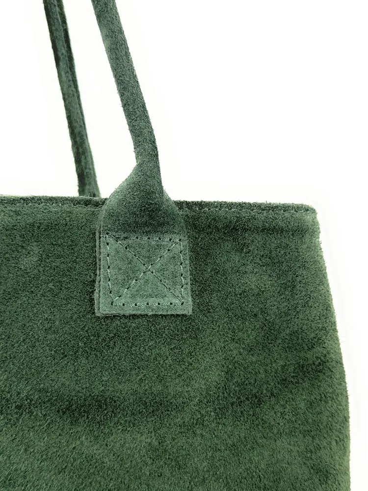Sac cabas en daim SASHA Vert forêt