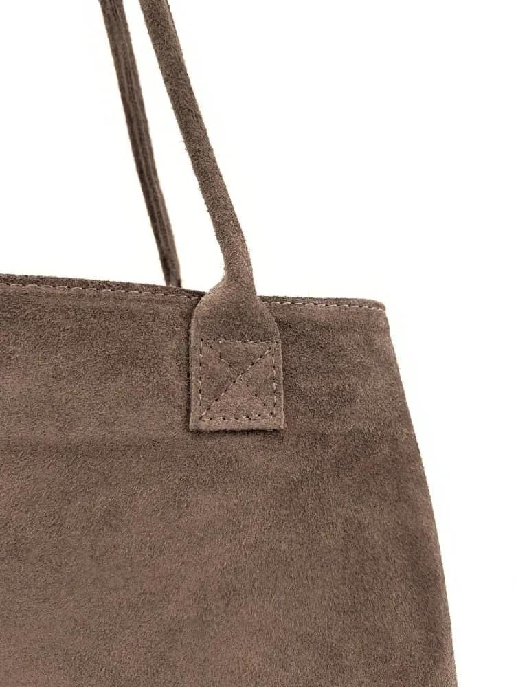 Sac cabas en daim SASHA Taupe foncé