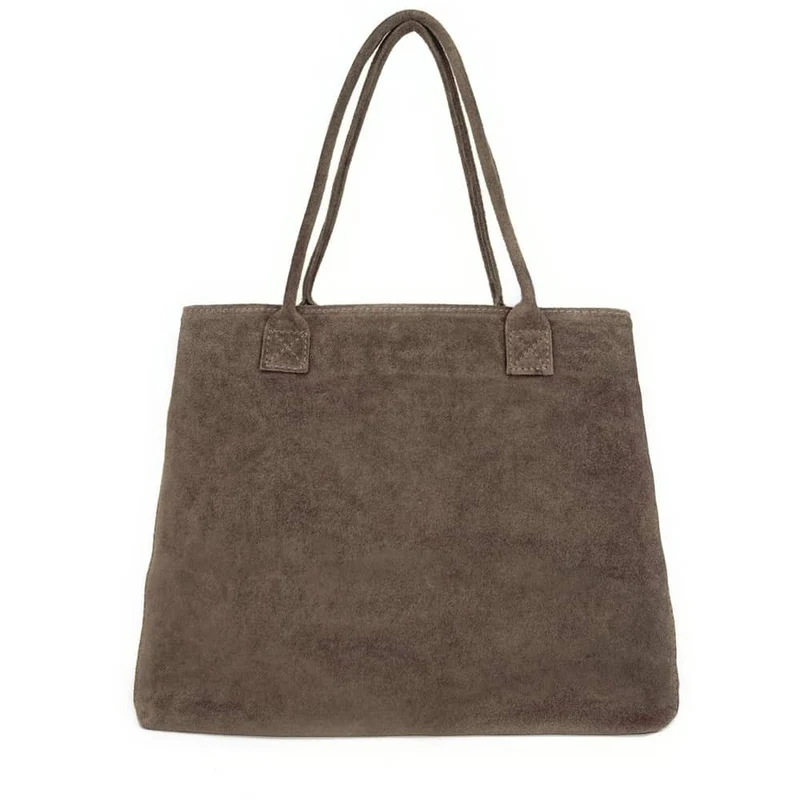 Sac cabas en daim SASHA Taupe foncé