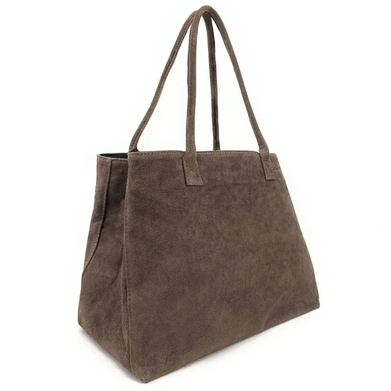 Sac cabas en daim SASHA Taupe foncé