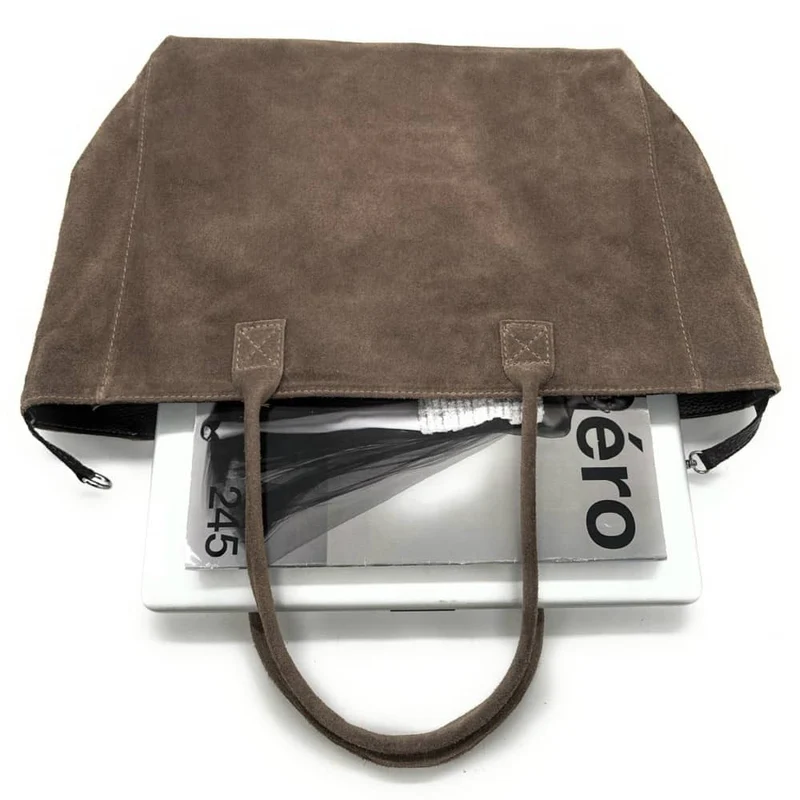 Sac cabas en daim SASHA Taupe foncé