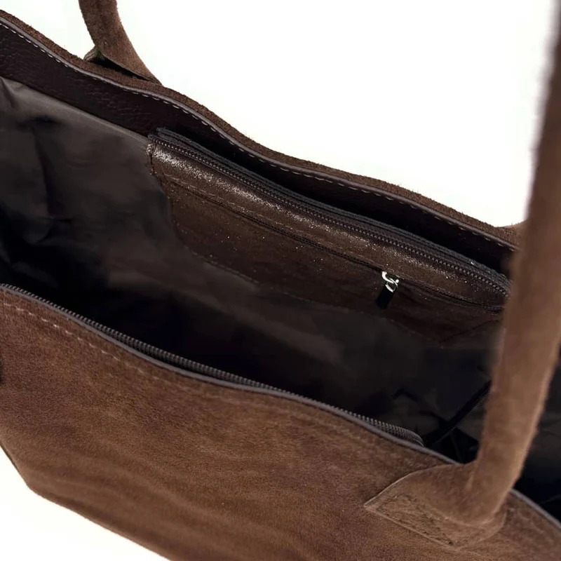 Sac cabas en daim SASHA Chocolat