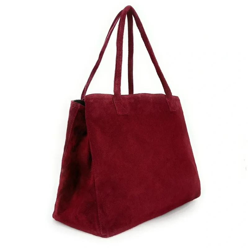Sac cabas en daim SASHA Rouge bordeaux