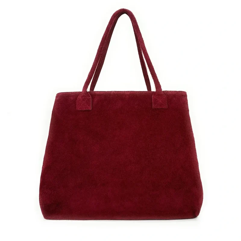 Sac cabas en daim SASHA Rouge bordeaux