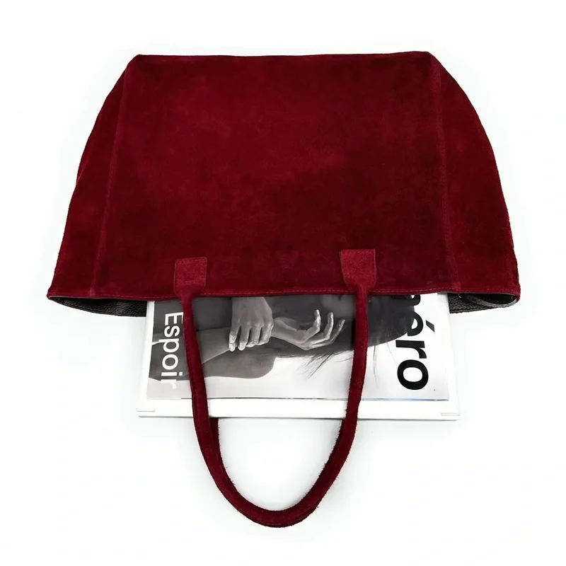 Sac cabas en daim SASHA Rouge bordeaux