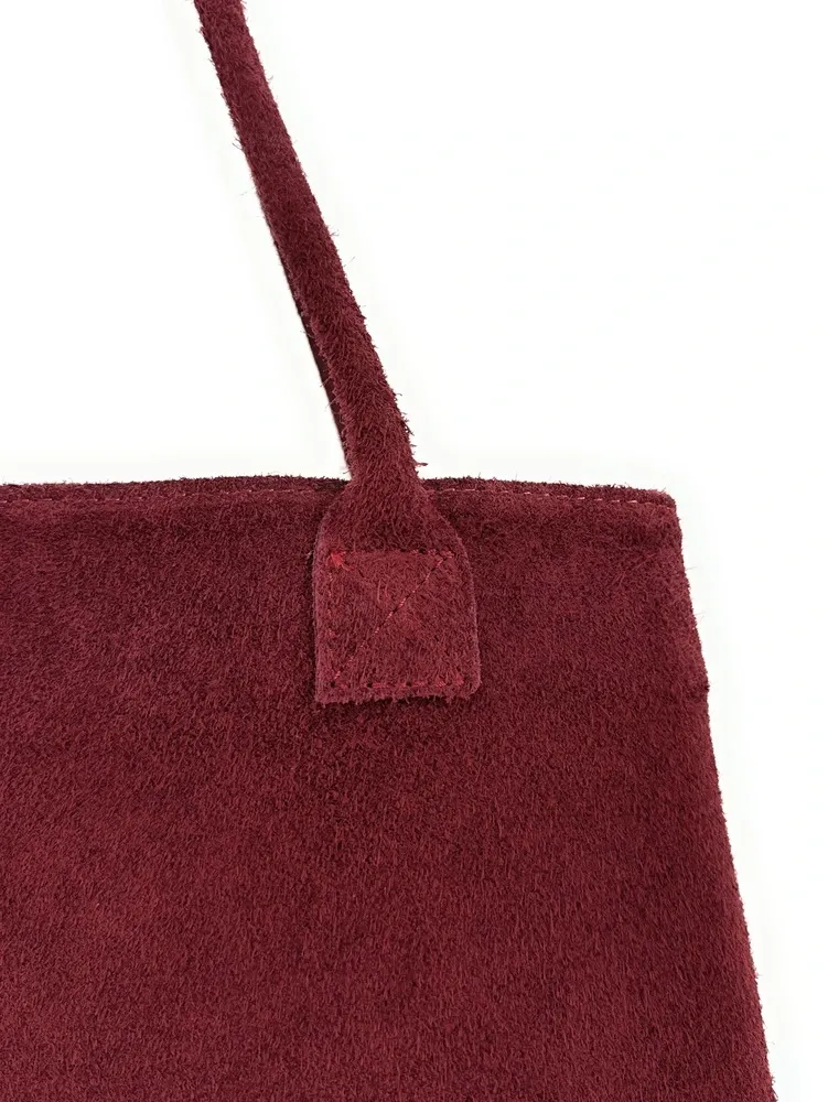 Sac cabas en daim SASHA Rouge bordeaux