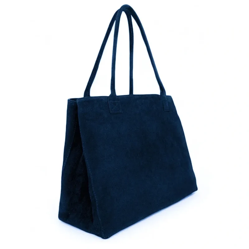 Sac cabas en daim SASHA Bleu marine