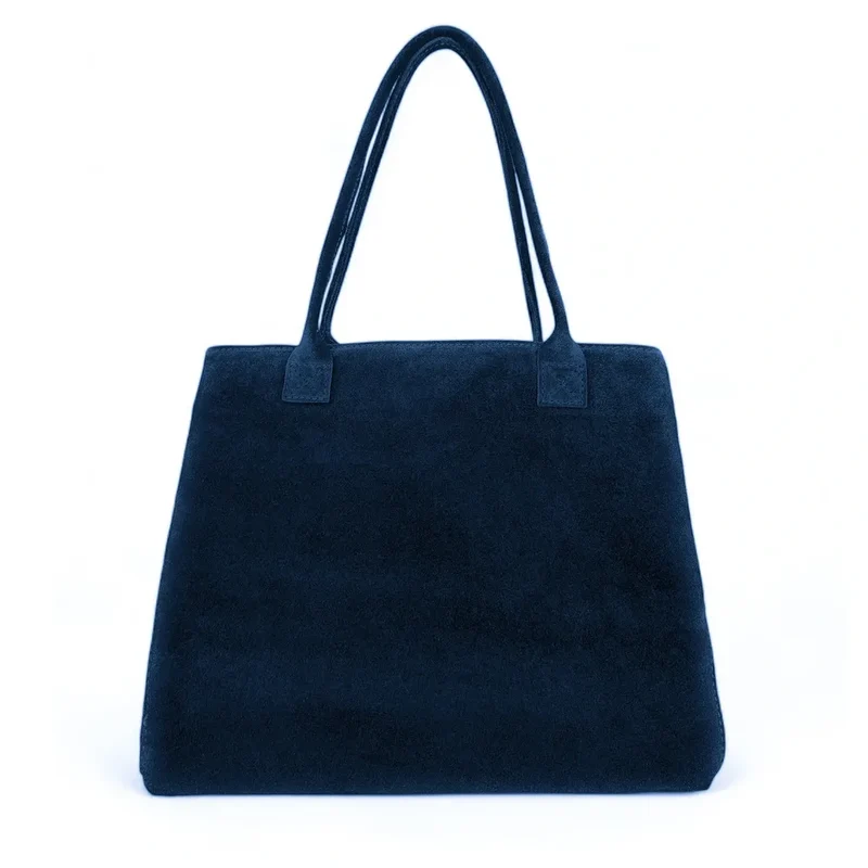 Sac cabas en daim SASHA Bleu marine