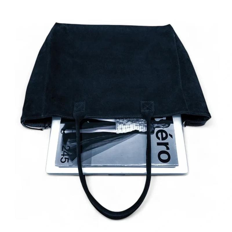 Sac cabas en daim SASHA Bleu marine