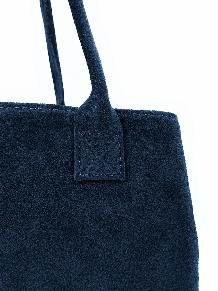 Sac cabas en daim SASHA Bleu marine