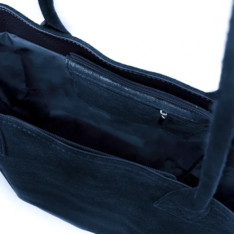 Sac cabas en daim SASHA Bleu marine