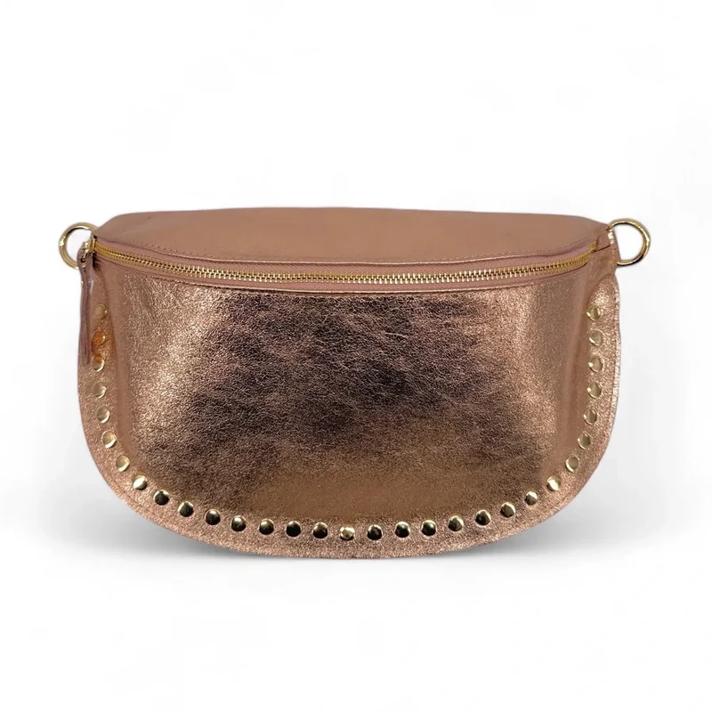 Sac banane en cuir irisé LOU PANADAS Rose gold