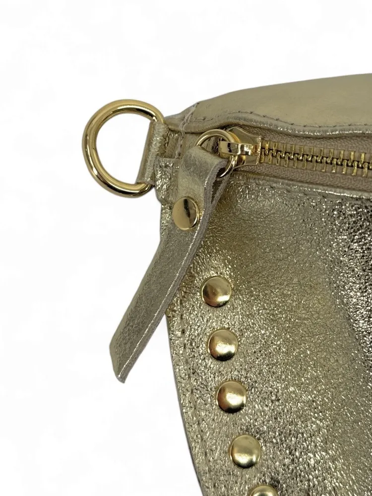 Sac banane en cuir irisé LOU PANADAS Or pâle