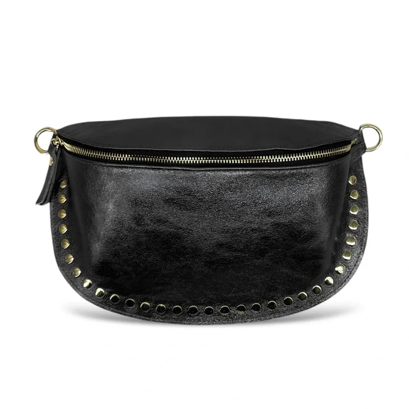 Sac banane en cuir irisé LOU PANADAS Noir irisé