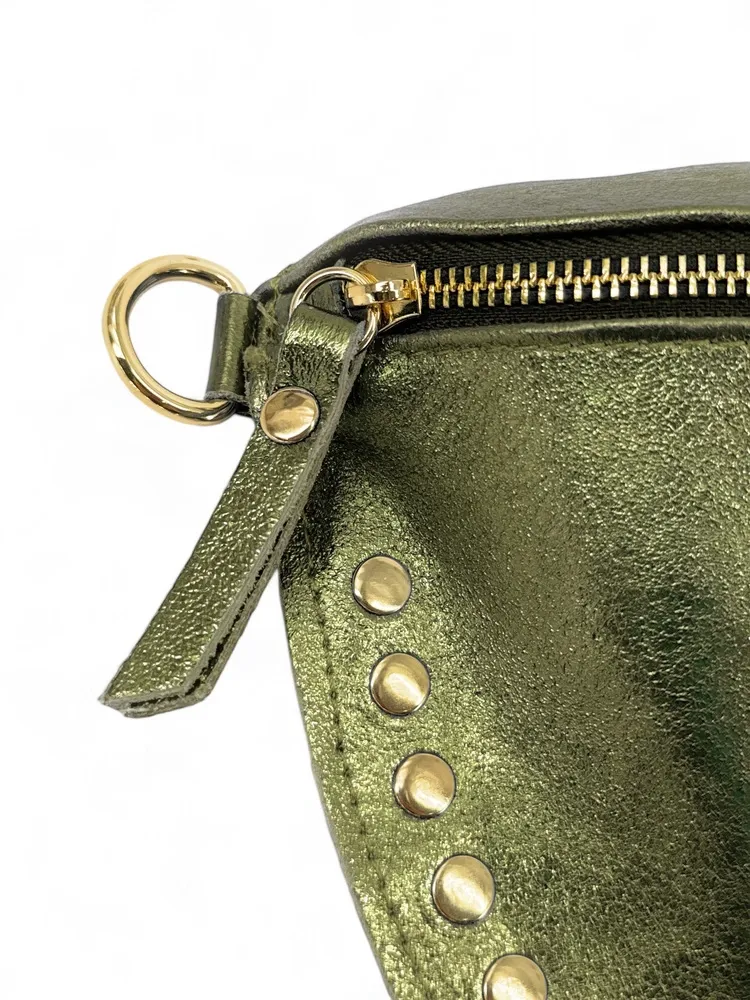 Sac banane en cuir irisé LOU PANADAS Kaki irisé