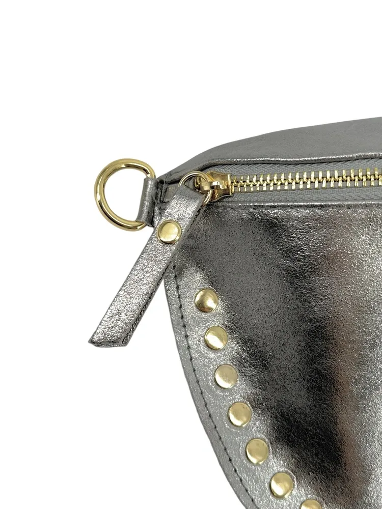 Sac banane en cuir irisé LOU PANADAS Argent moyen