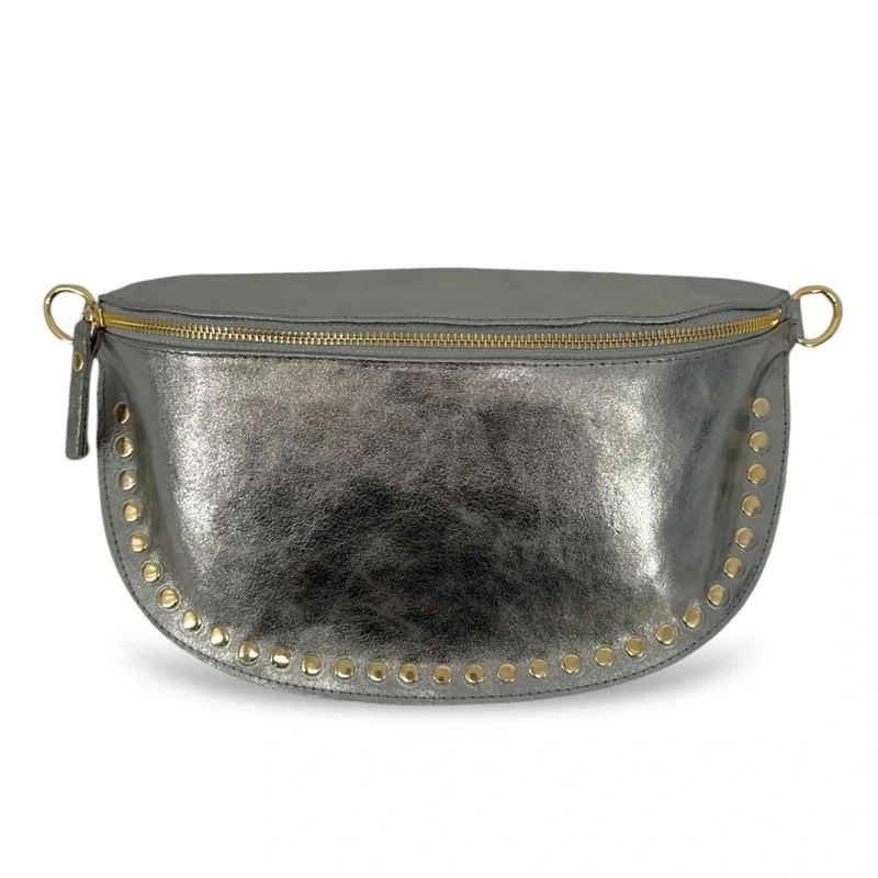 Sac banane en cuir irisé LOU PANADAS Argent moyen