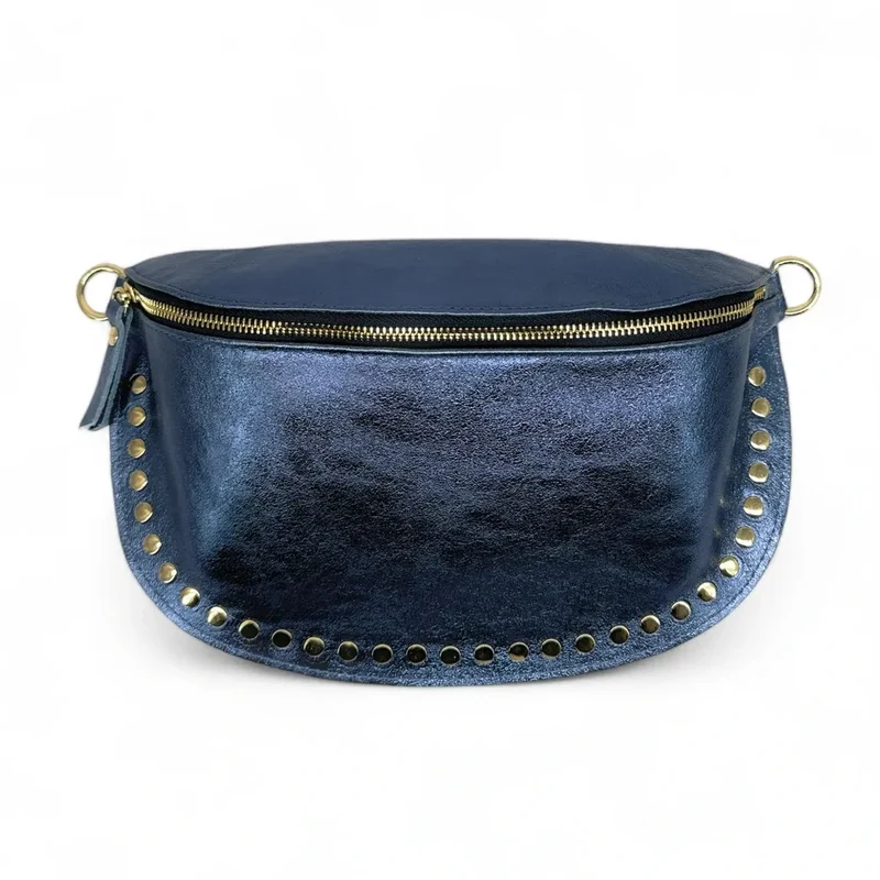 Sac banane en cuir irisé LOU PANADAS Bleu cobalt irisé