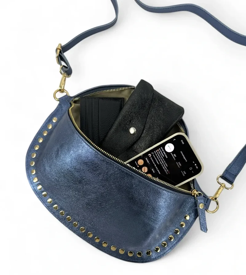 Sac banane en cuir irisé LOU PANADAS Bleu cobalt irisé