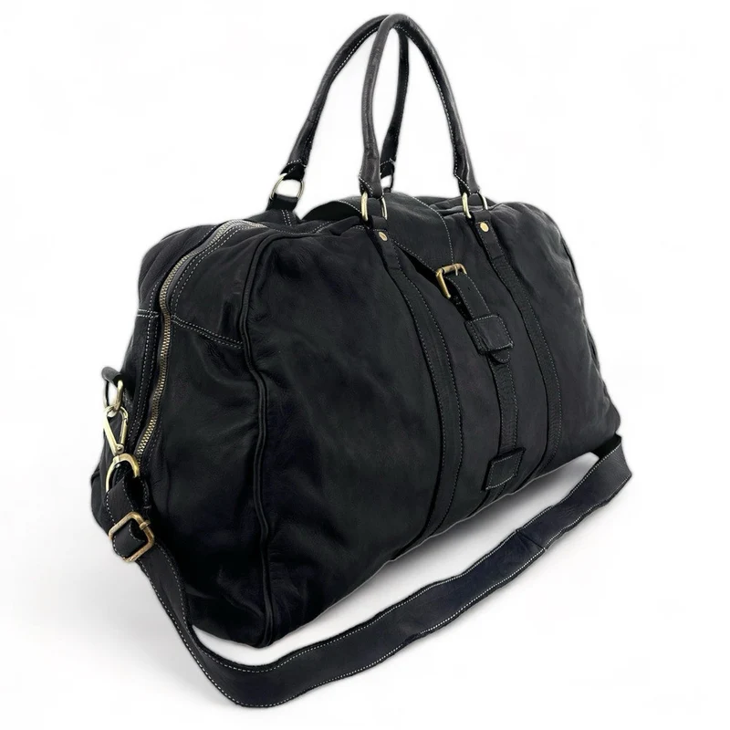 Sac de voyage en cuir vintage COBA Noir