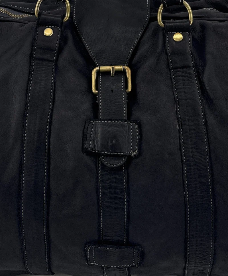 Sac de voyage en cuir vintage COBA Noir
