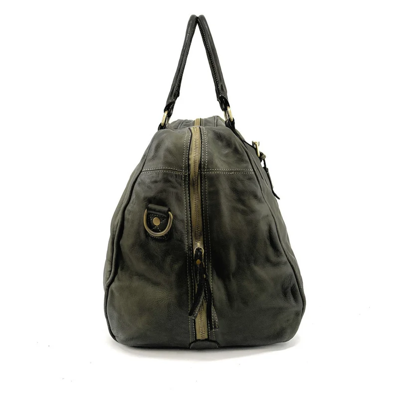 Sac de voyage en cuir vintage COBA Vert Kaki