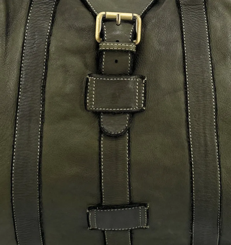 Sac de voyage en cuir vintage COBA Vert Kaki