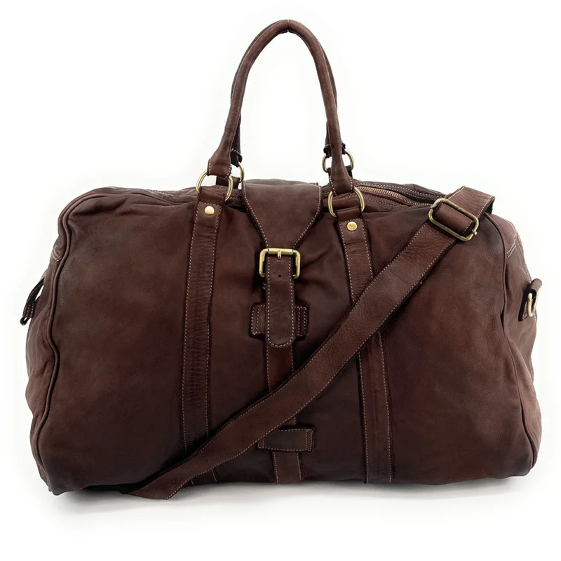 Sac de voyage en cuir vintage COBA Marron Chocolat