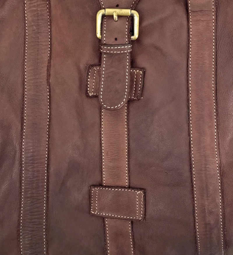 Sac de voyage en cuir vintage COBA Marron Chocolat