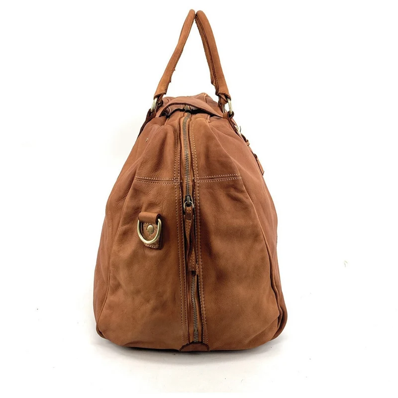 Sac de voyage en cuir vintage COBA Marron Camel