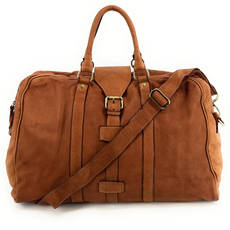 Sac de voyage en cuir vintage COBA Marron Camel