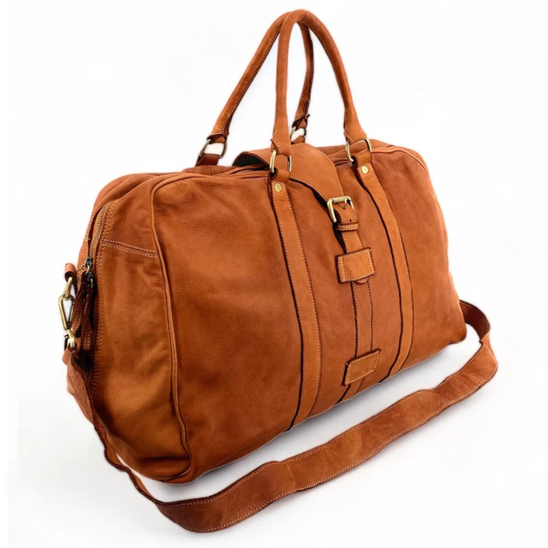 Sac de voyage en cuir vintage COBA Marron Camel