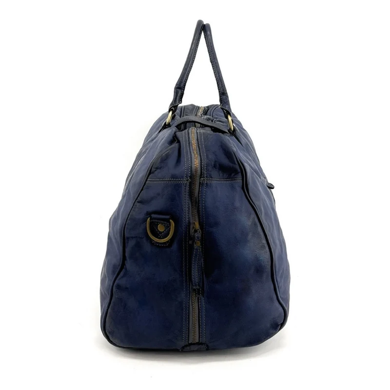 Sac de voyage en cuir vintage COBA Bleu profond